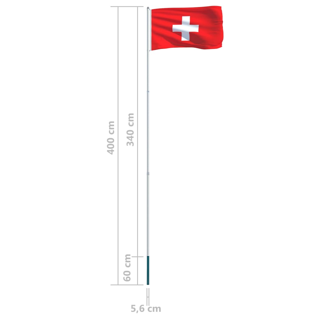 vidaXL Flaga Szwajcarii z aluminiowym masztem, 4 m