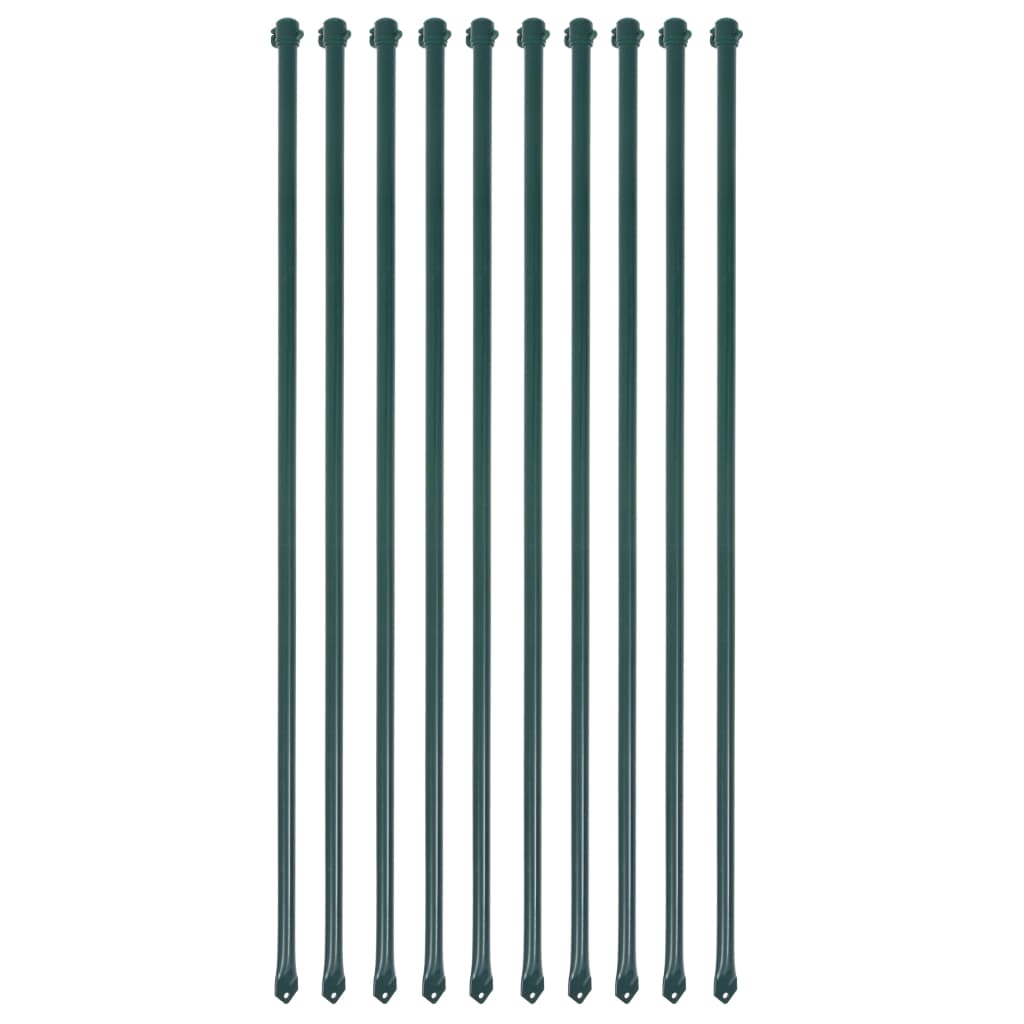 vidaXL Słupki ogrodzeniowe, 10 szt., 1 m, metalowe, zielone