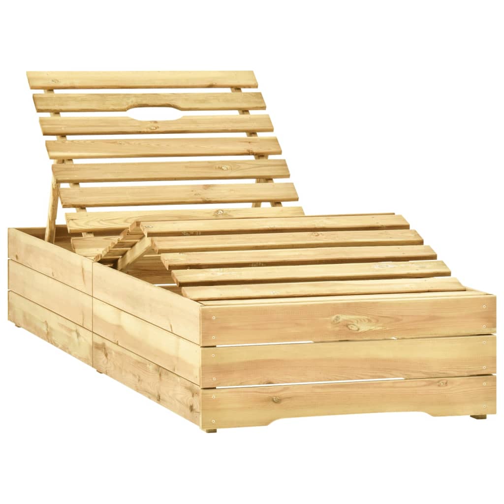 vidaXL Leżak z beżową poduszką, impregnowane drewno sosnowe