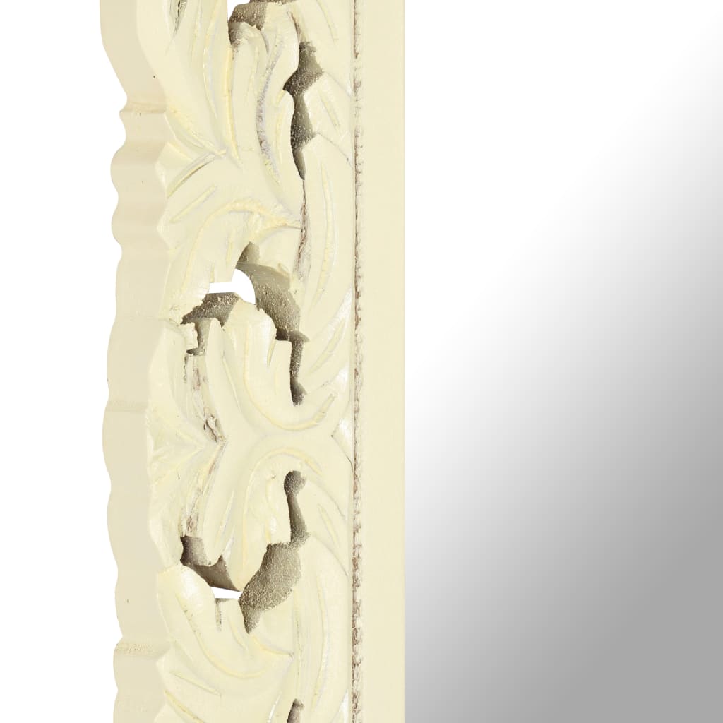 vidaXL Lustro w ręcznie rzeźbionej, białej ramie, 80x50 cm, mango