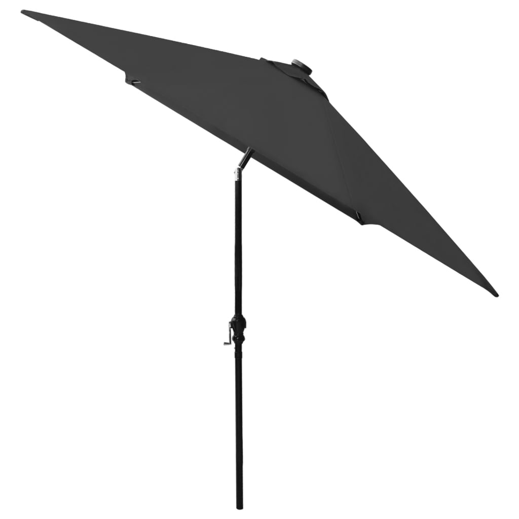 vidaXL Parasol z lampkami LED, na stalowym słupku, czarny, 2x3 m