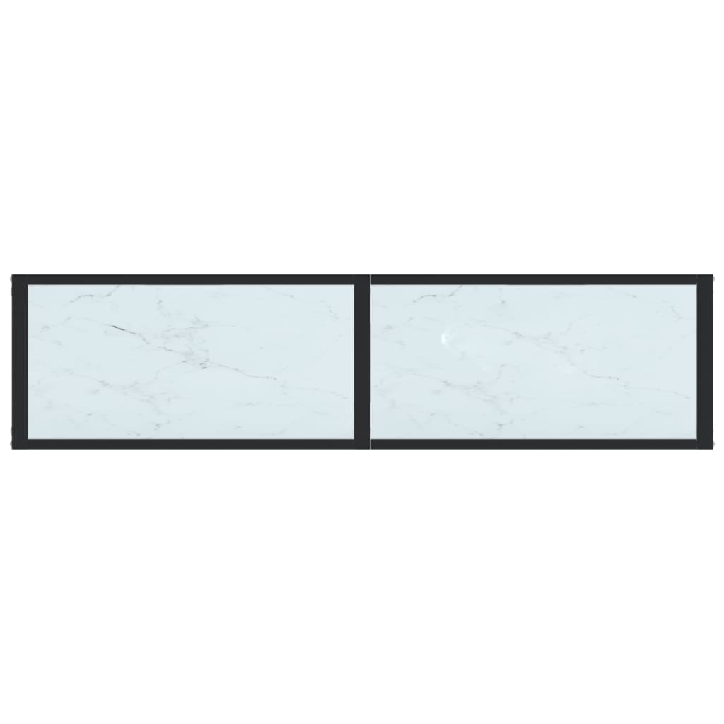 vidaXL Konsola, biały marmur, 140x35x75,5 cm, szkło hartowane