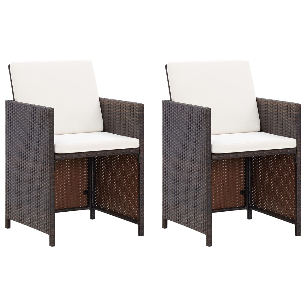 vidaXL 4-cz. zestaw krzeseł i stołków ogrodowych, rattan PE, brązowy