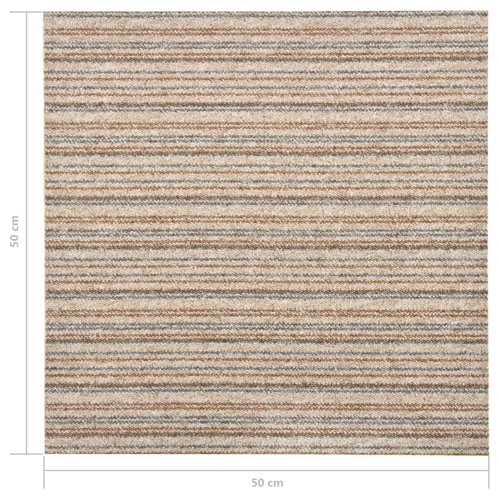 vidaXL Podłogowe płytki dywanowe, 20 szt., 5 m², 50x50 cm, beżowe pasy