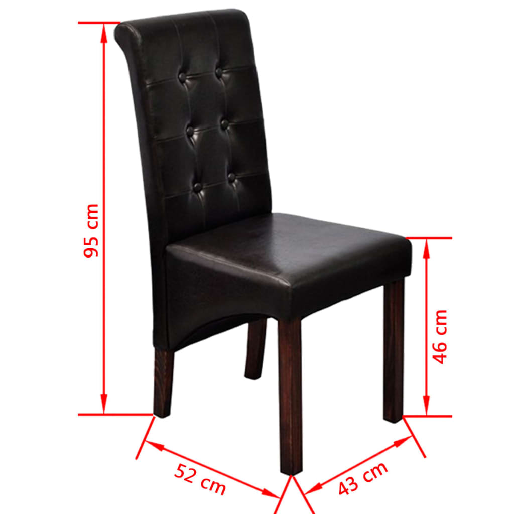 vidaXL Krzesła stołowe, 2 szt., brązowe, obite sztuczną skórą