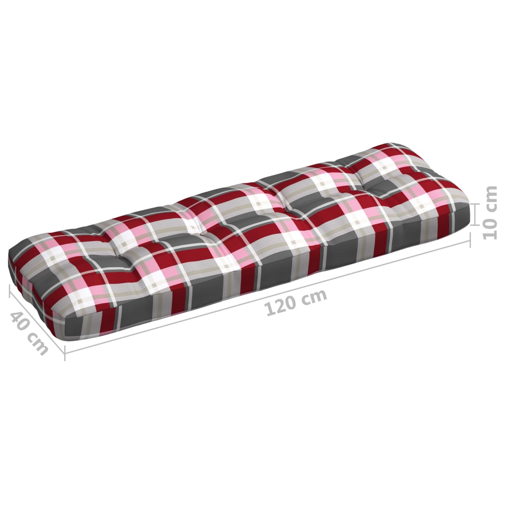 vidaXL Poduszki na sofę z palet, 7 szt., czerwona krata, tkanina