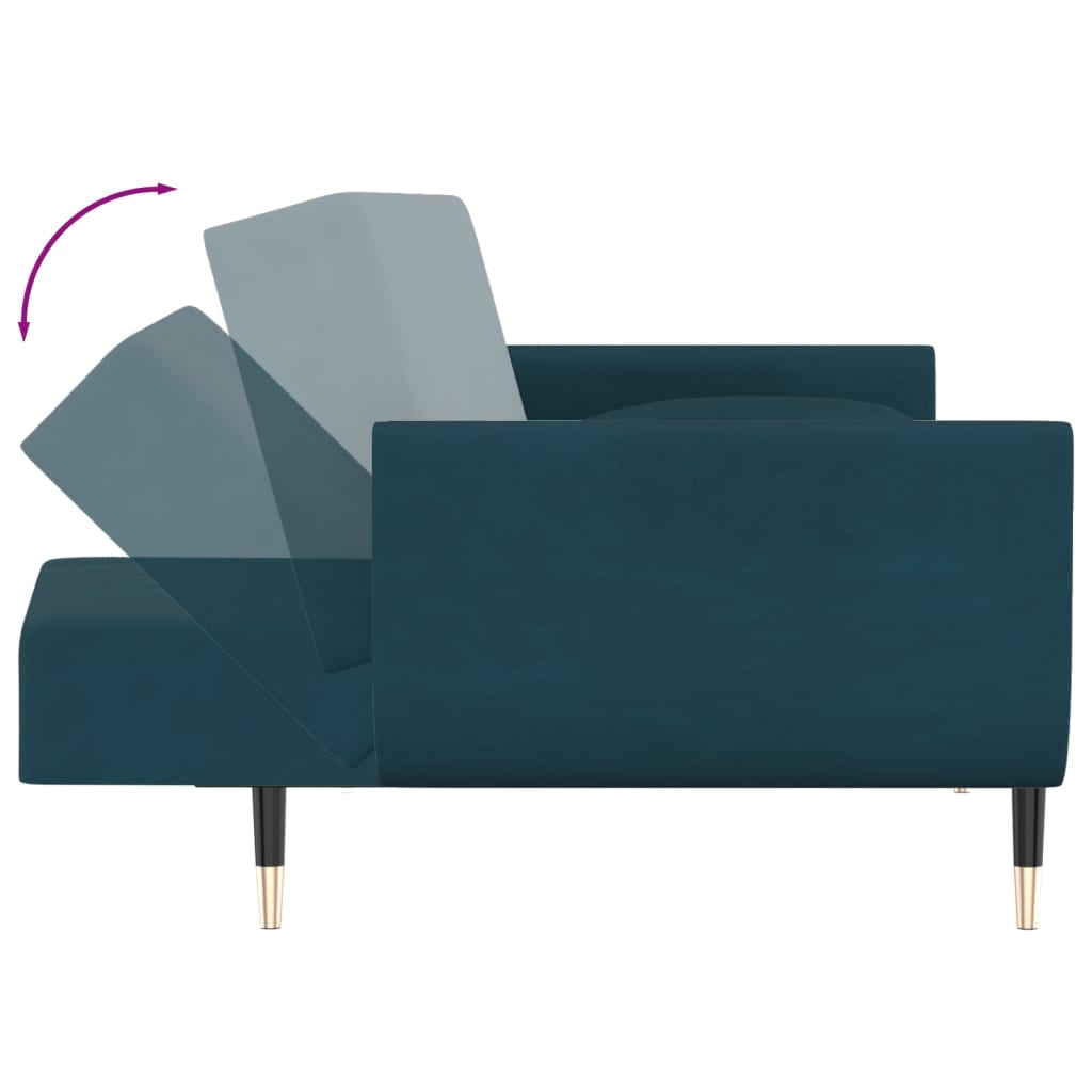 vidaXL 2-osobowa kanapa, z 2 poduszkami, niebieska, aksamitna