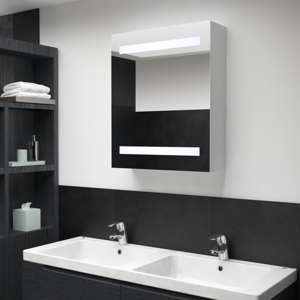 vidaXL Szafka łazienkowa z lustrem i LED, 50 x 13,5 x 60 cm