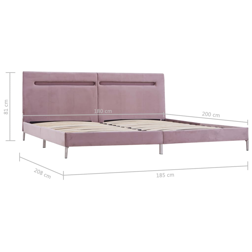 vidaXL Rama łóżka z LED, różowa, tapicerowana tkaniną, 180 x 200 cm