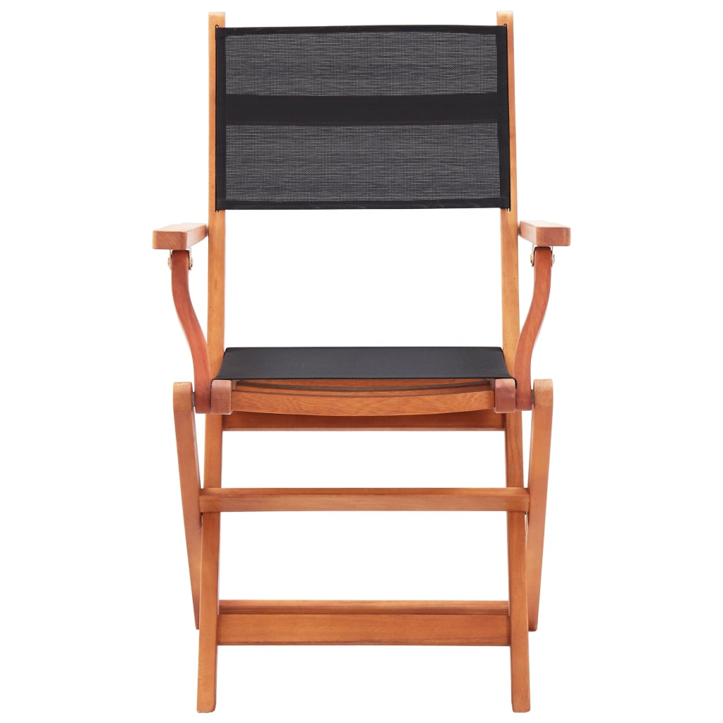vidaXL Składane krzesła ogrodowe 2 szt. czarne, eukaliptus i textilene