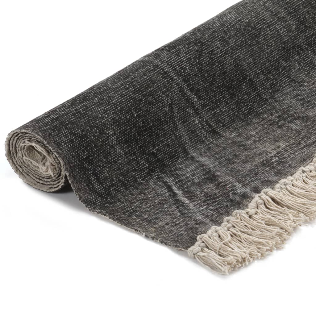 vidaXL Dywan typu kilim, bawełna, 200 x 290 cm, antracytowy