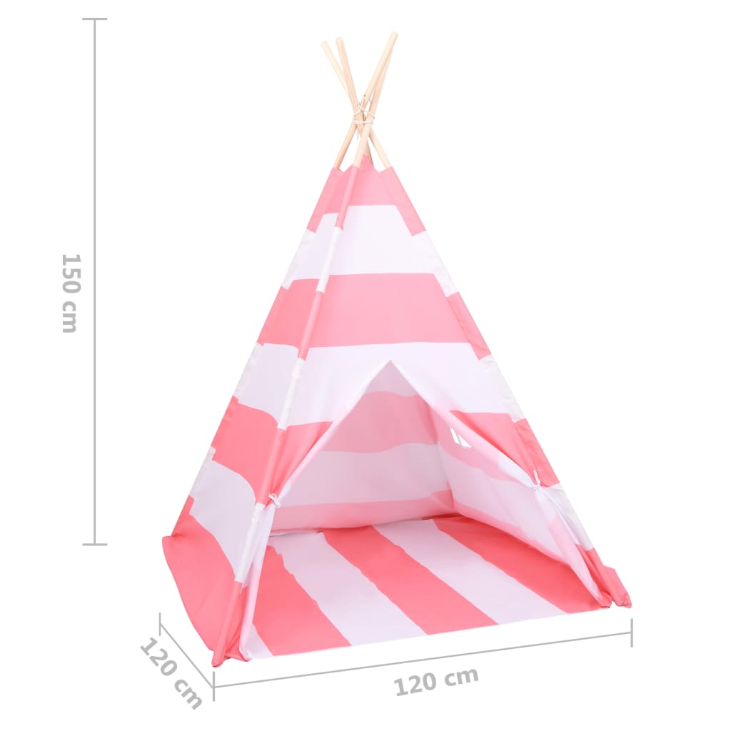 vidaXL Dziecięcy namiot tipi, torba, peach skin, paski, 120x120x150 cm