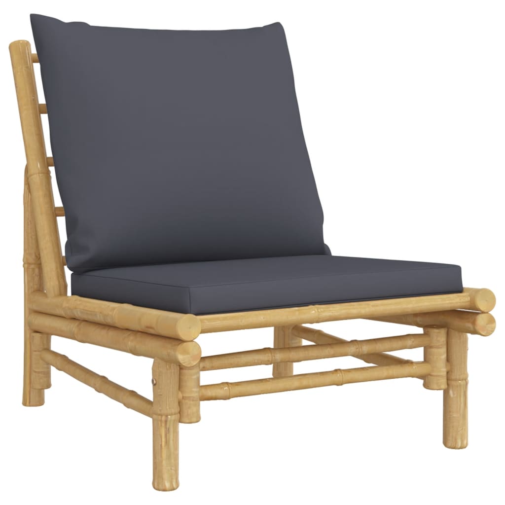 vidaXL Fotele ogrodowe, 2 szt., ciemnoszare poduszki, bambus