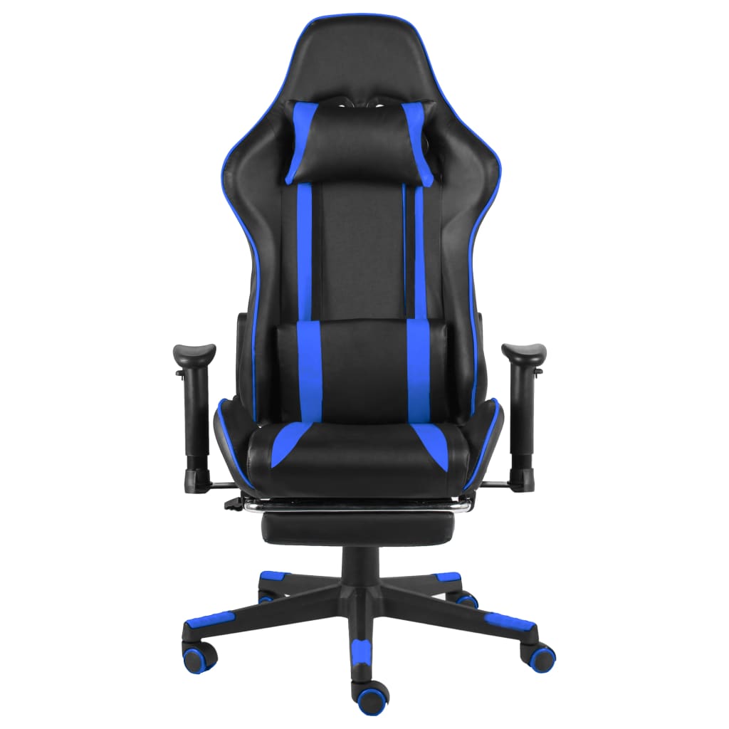 vidaXL Obrotowy fotel gamingowy z podnóżkiem, niebieski, PVC