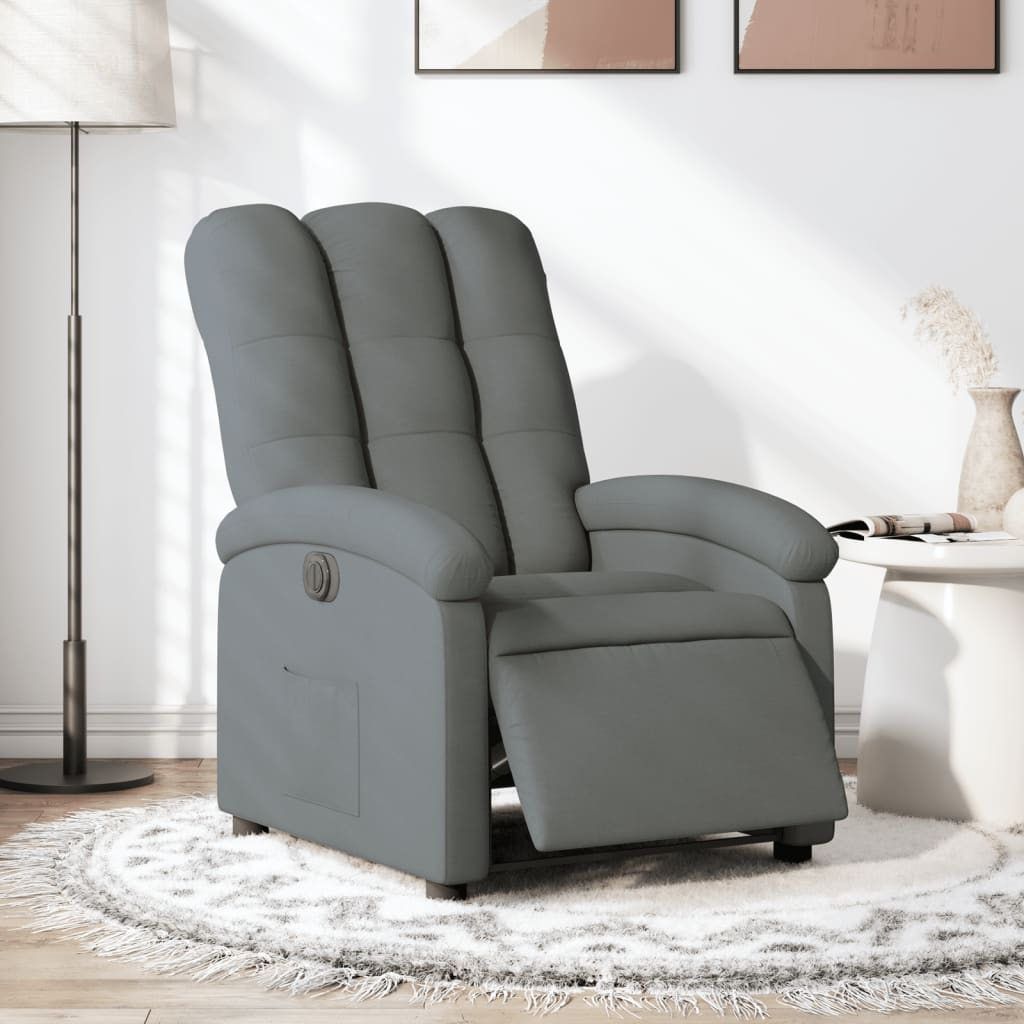 vidaXL Elektryczny fotel rozkładany, ciemnoszary, obity tkaniną