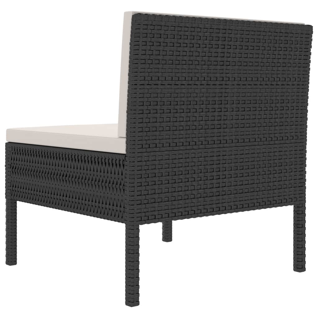 vidaXL Krzesła ogrodowe z poduszkami, 3 szt., polirattan, czarne