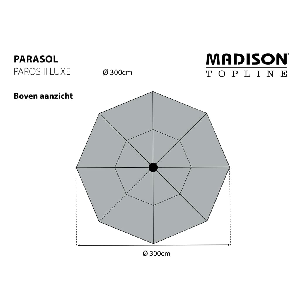 Madison Parasol ogrodowy Paros II Luxe, 300 cm, jasnoszary