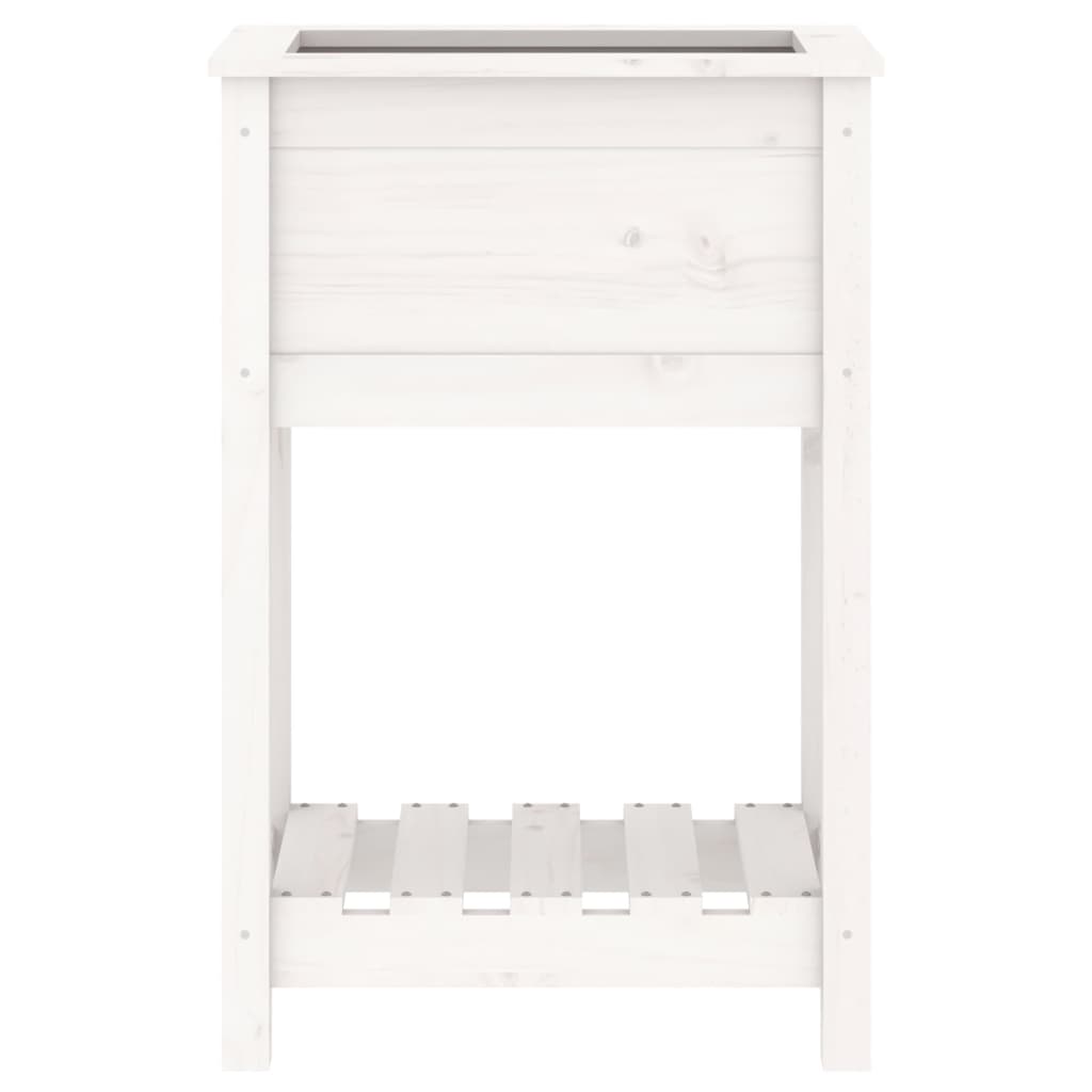 vidaXL Donica z półką, biała, 54x34,5x81 cm, lite drewno sosnowe