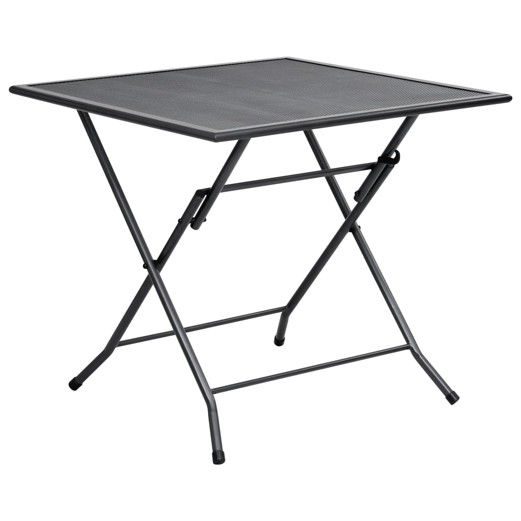 vidaXL Składany stolik z siatką, 80x80x72 cm, stalowy, antracytowy