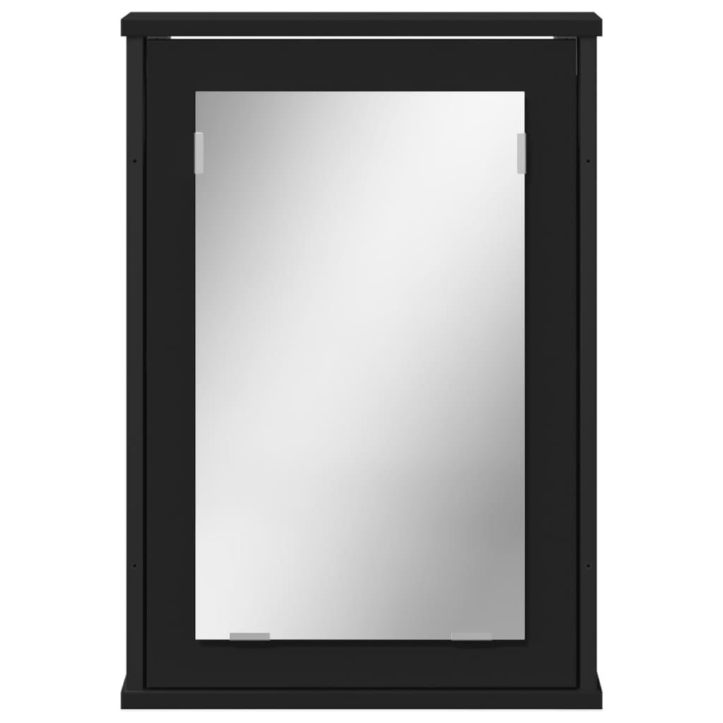 vidaXL Szafka łazienkowa z lustrem, czarna, 42x12x60 cm