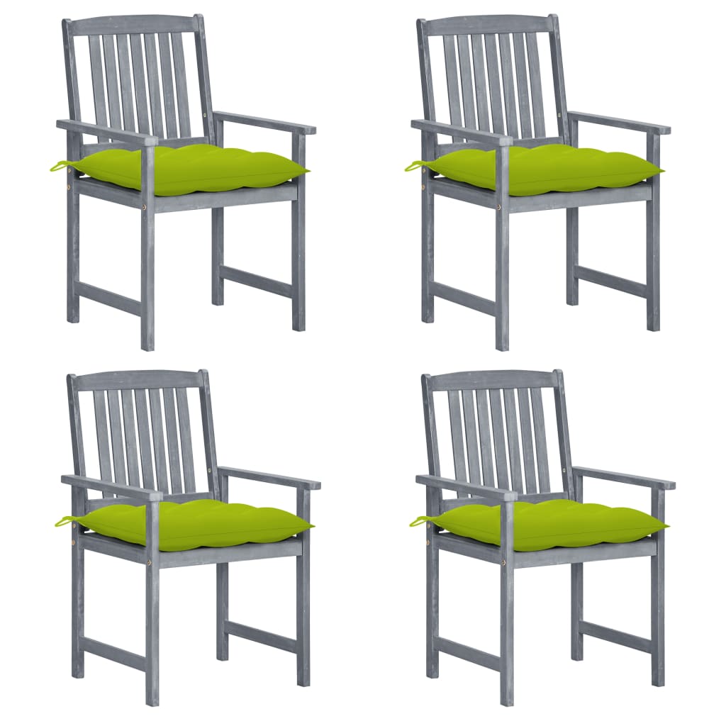 vidaXL Krzesła ogrodowe z poduszkami, 4 szt., szare, akacjowe