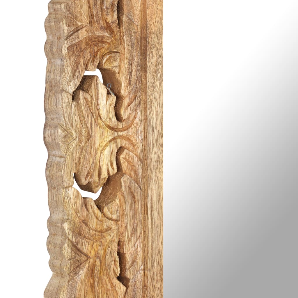 vidaXL Lustro w ręcznie rzeźbionej, brązowej ramie, 110x50 cm, mango