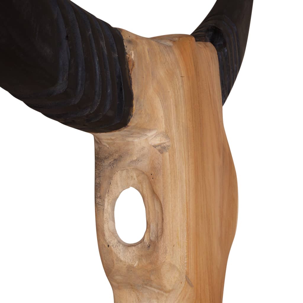 vidaXL Rzeźba byczej głowy na ścianę, drewno tekowe, 69 x 6 x 60 cm