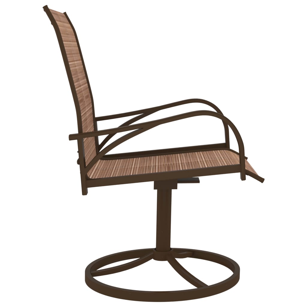 vidaXL Obrotowe krzesła ogrodowe, 2 szt., textilene i stal, brązowe