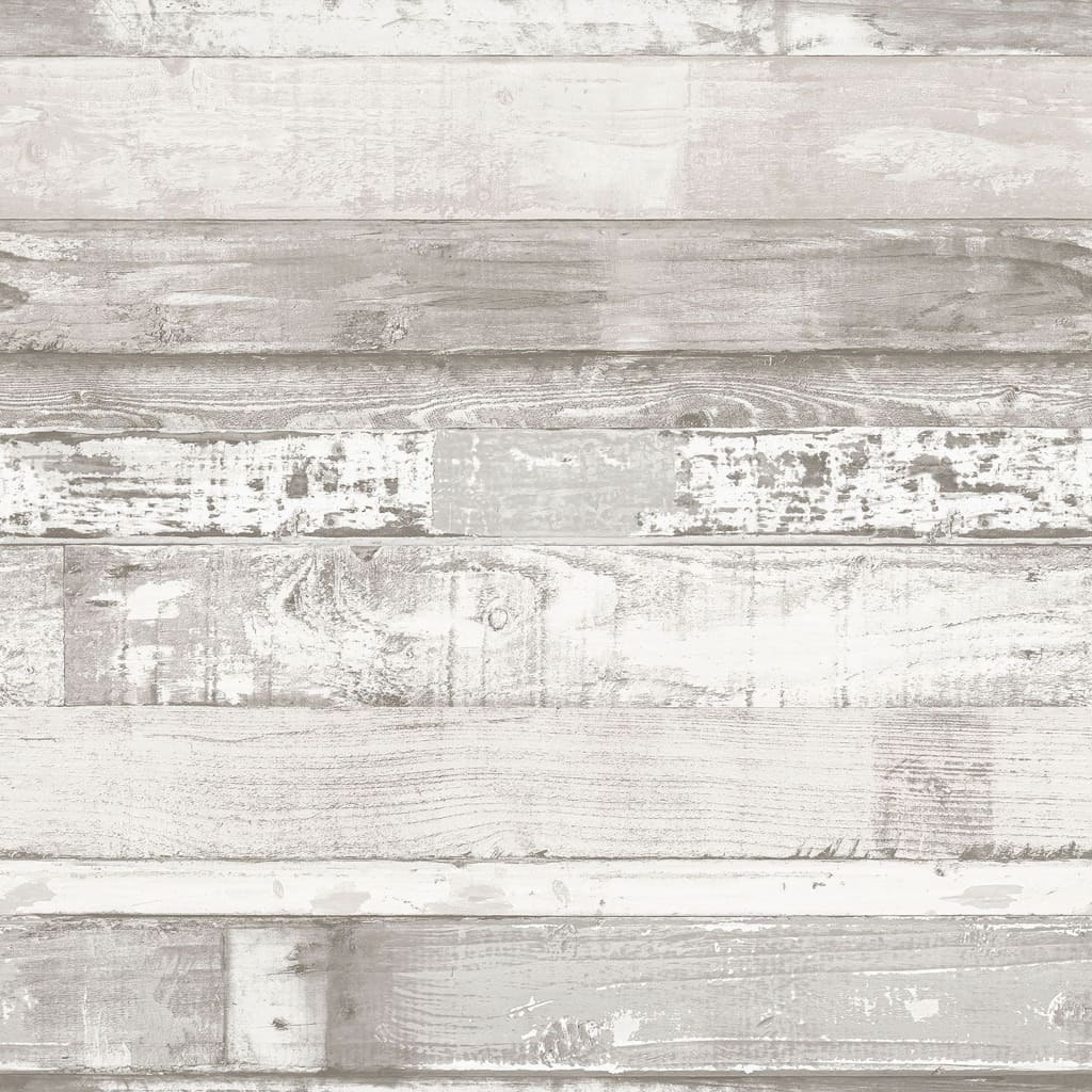 Homestyle Tapeta Wood, złamana biel i szary