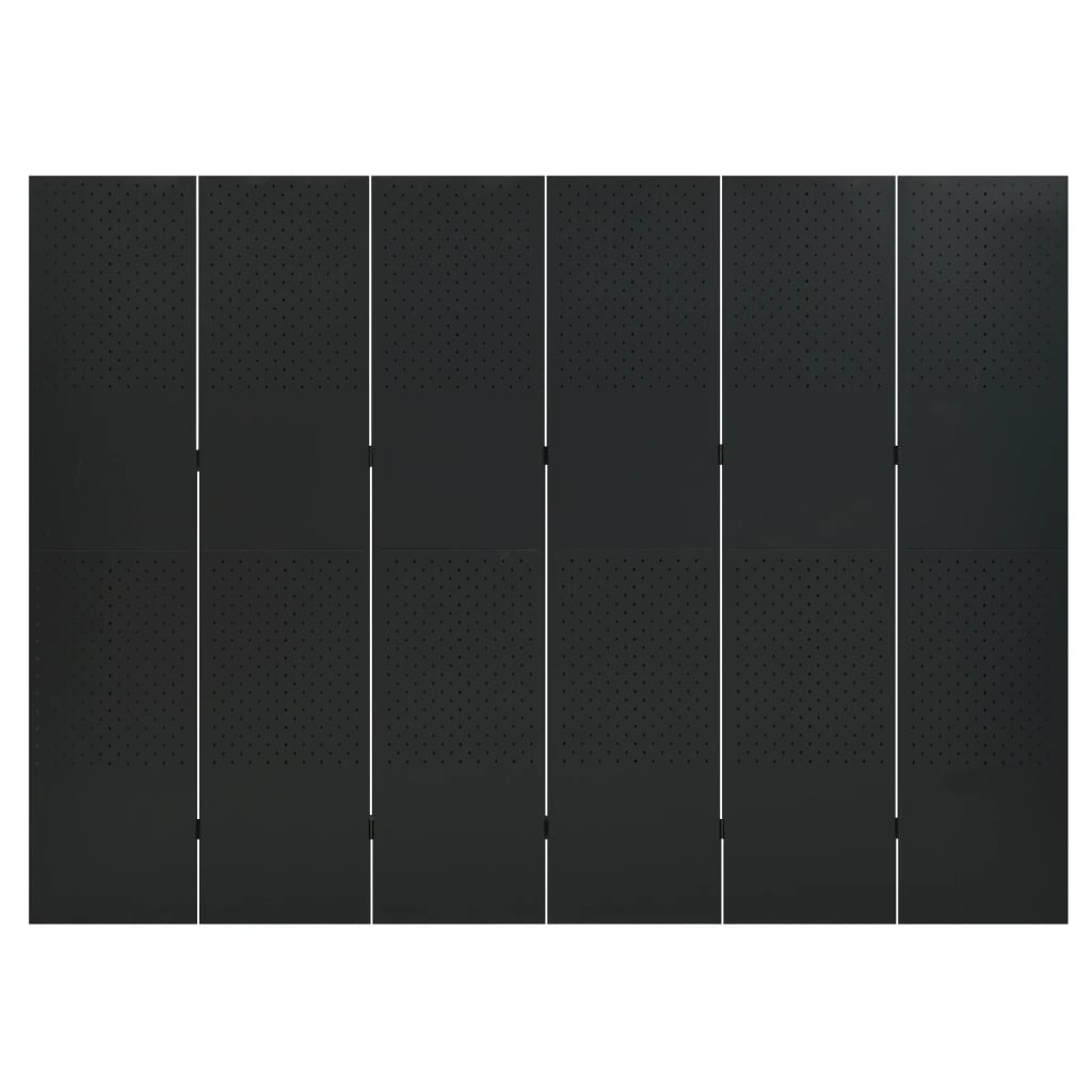 vidaXL Parawan 6-panelowy, czarny, 240 x 180 cm, stalowy