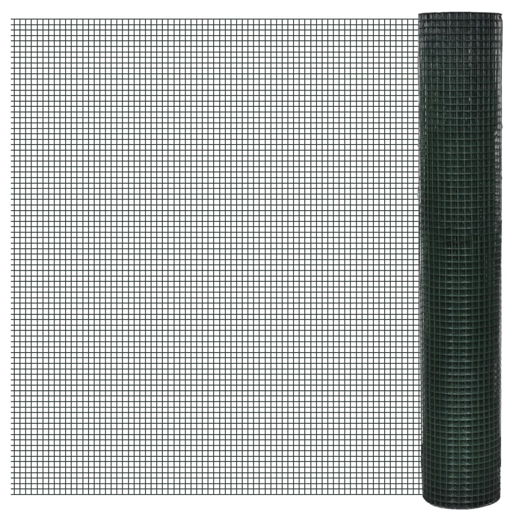 vidaXL Ogrodzenie z siatki, galwanizowane, PVC, 10x1 m, zielone