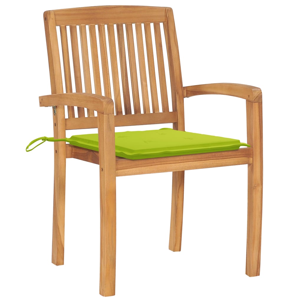 vidaXL Sztaplowane krzesła ogrodowe z poduszkami, 4 szt., tekowe