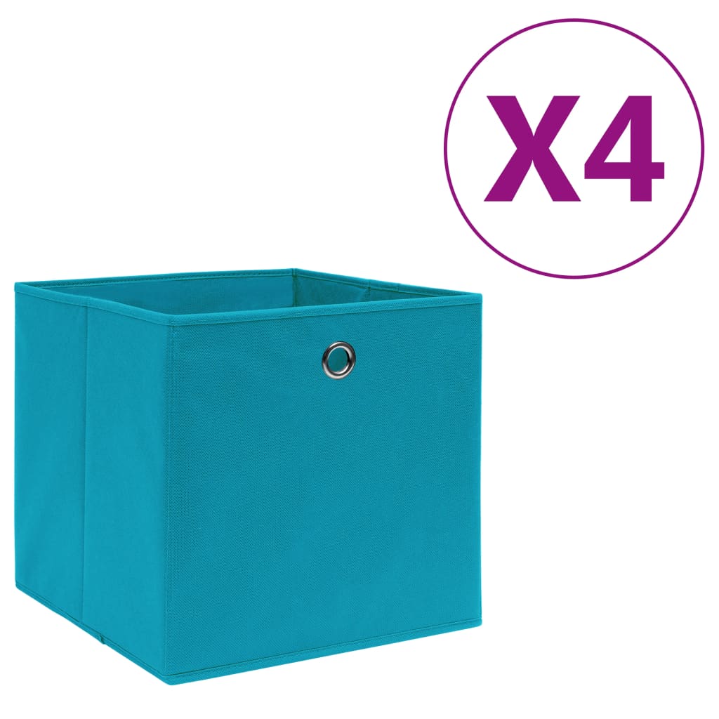 vidaXL Pudełka z włókniny, 4 szt. 28x28x28 cm, błękitne