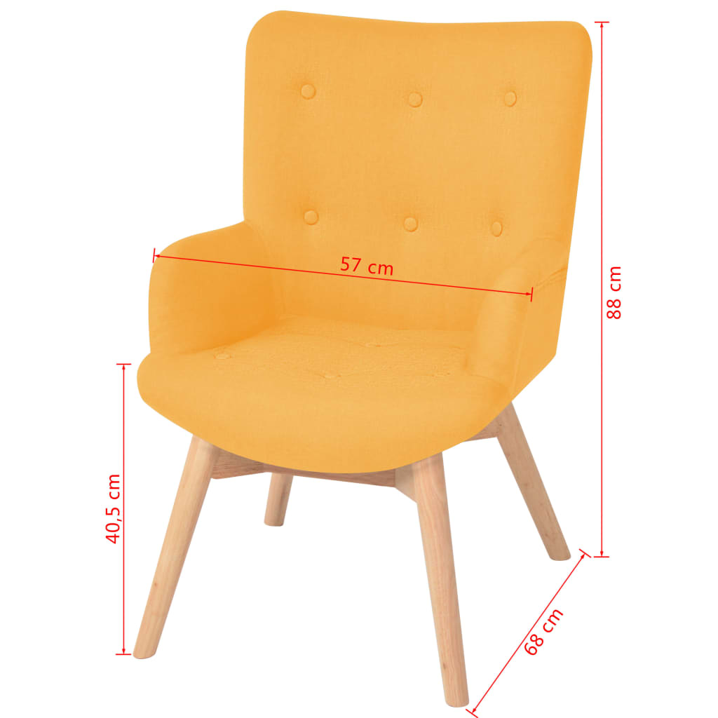 vidaXL Fotel z podnóżkiem, żółty, tkanina