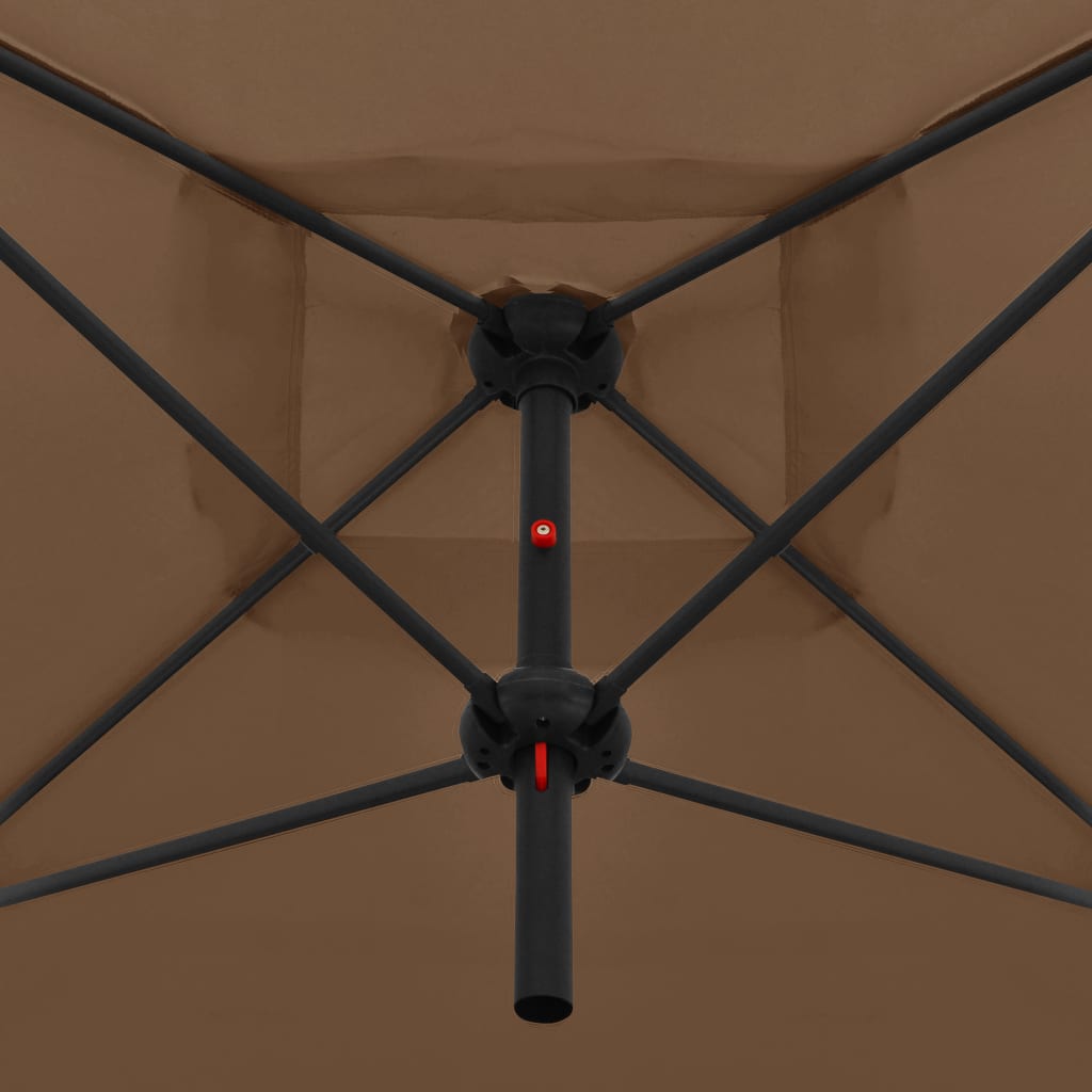 vidaXL Podwójny parasol na stalowym słupku, 250 x 250 cm, taupe