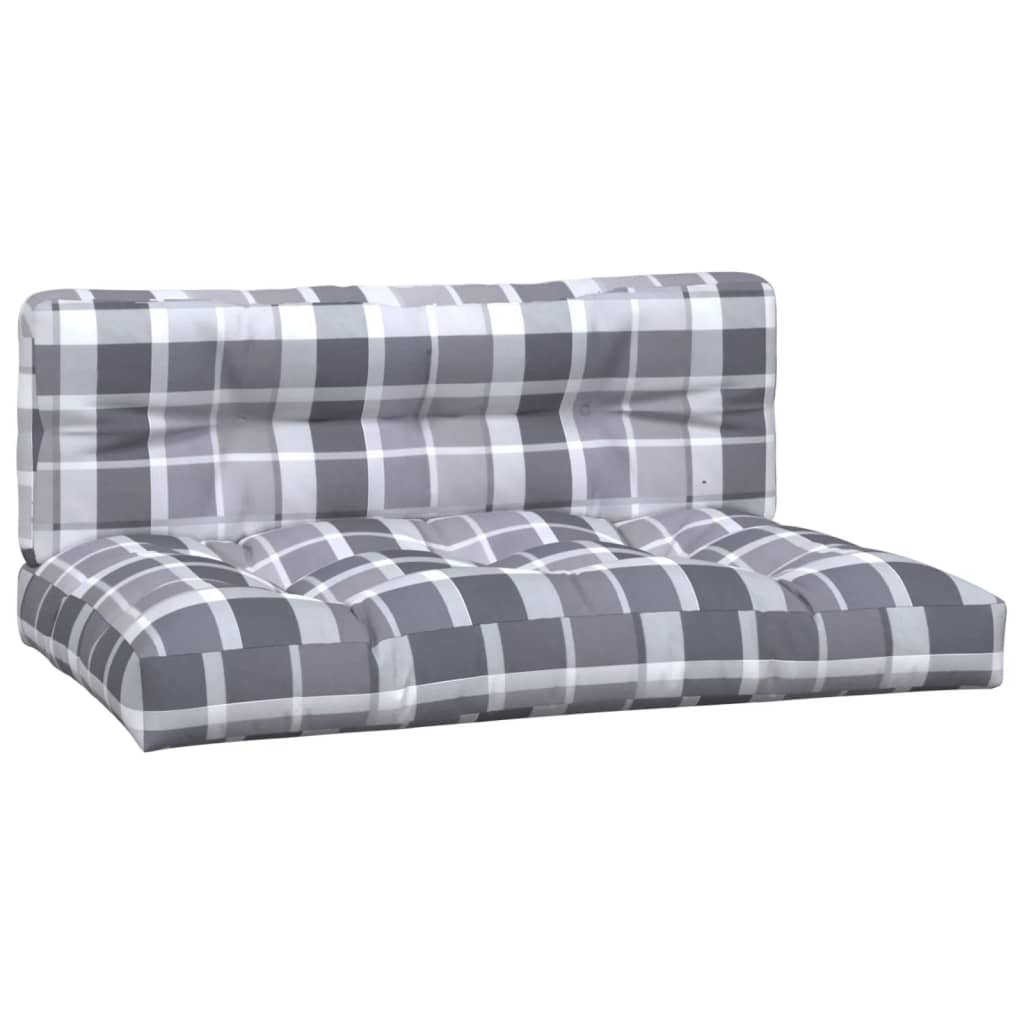 vidaXL Poduszki na sofę z palet, 2 szt., szara krata, tkanina