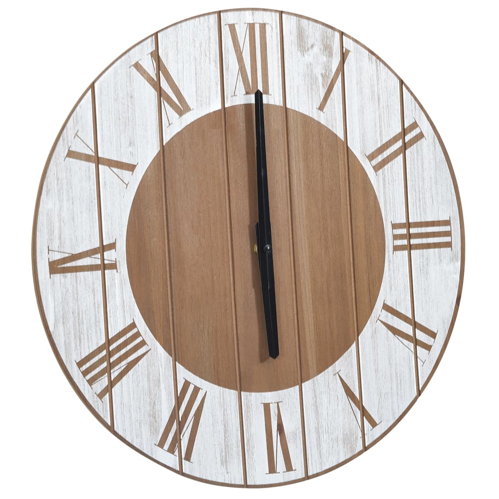 vidaXL Zegar ścienny, brązowo-biały, 39,5 cm, MDF