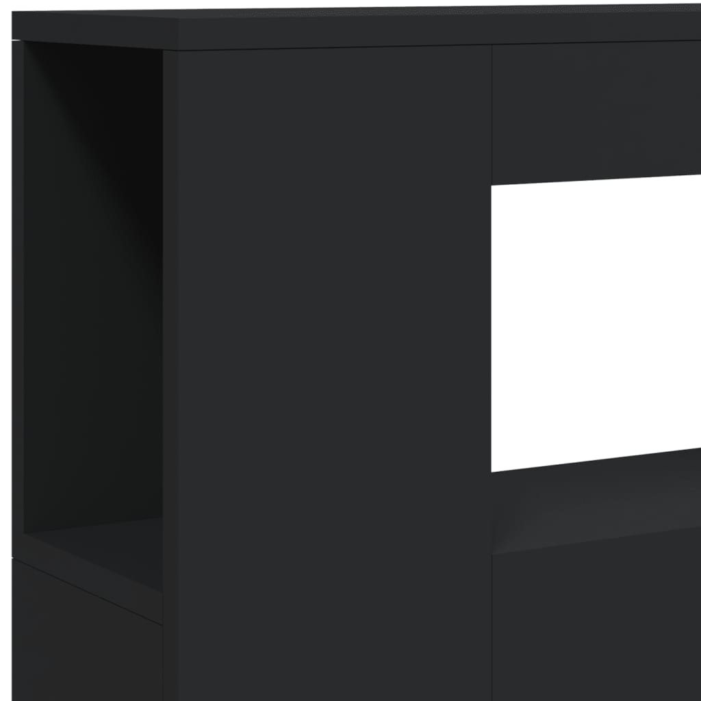 vidaXL Wezgłowie łóżka z LED, czarne, 100x18,5x103,5 cm