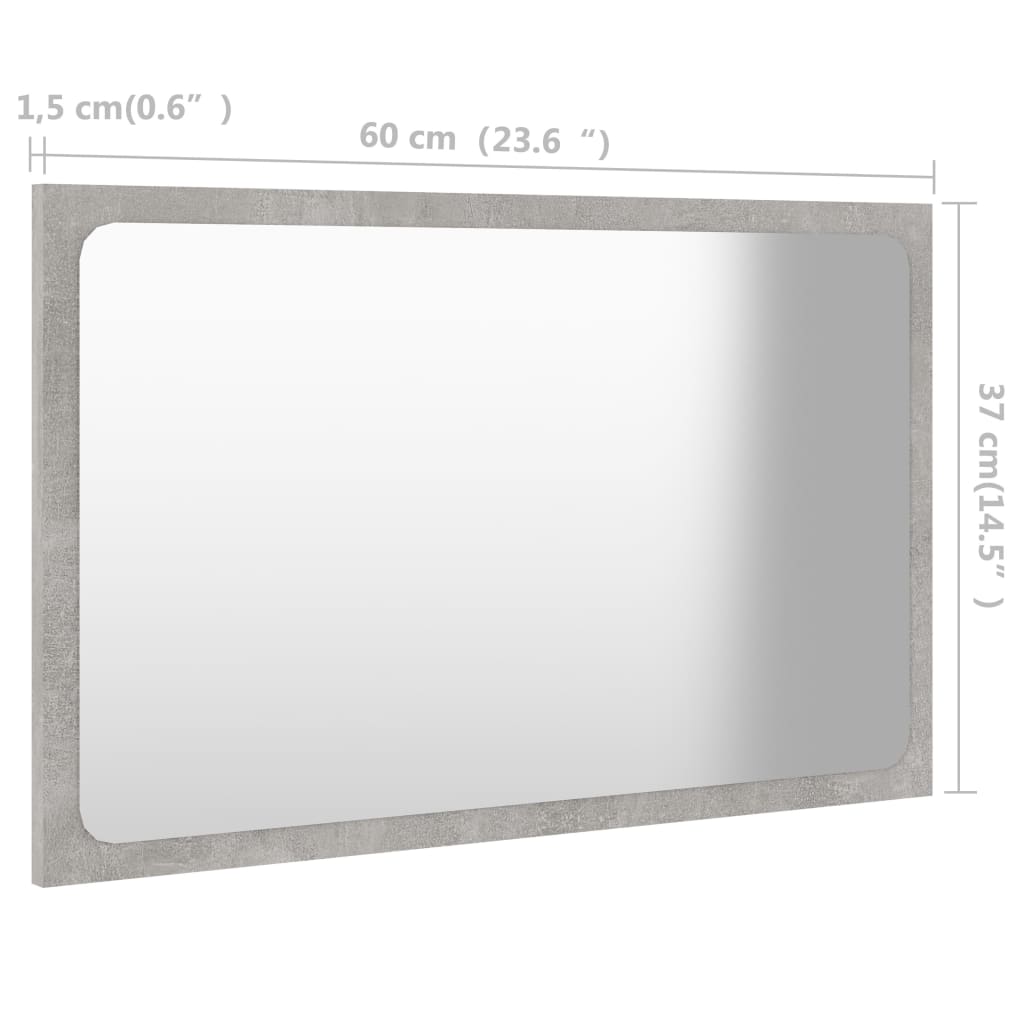vidaXL Lustro łazienkowe, szarość betonu, 60x1,5x37 cm, płyta wiórowa
