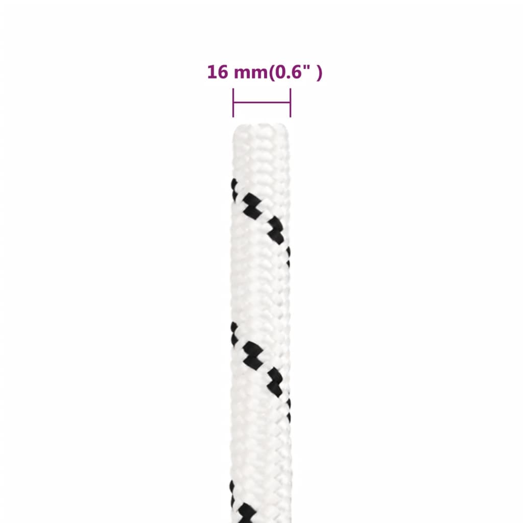 vidaXL Lina robocza, biała, 16 mm, 100 m, poliester