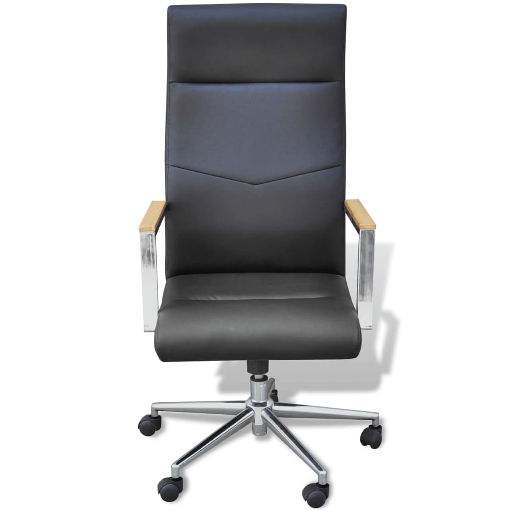 Obrotowe krzesło biurowe, imitacja skóry, czarne