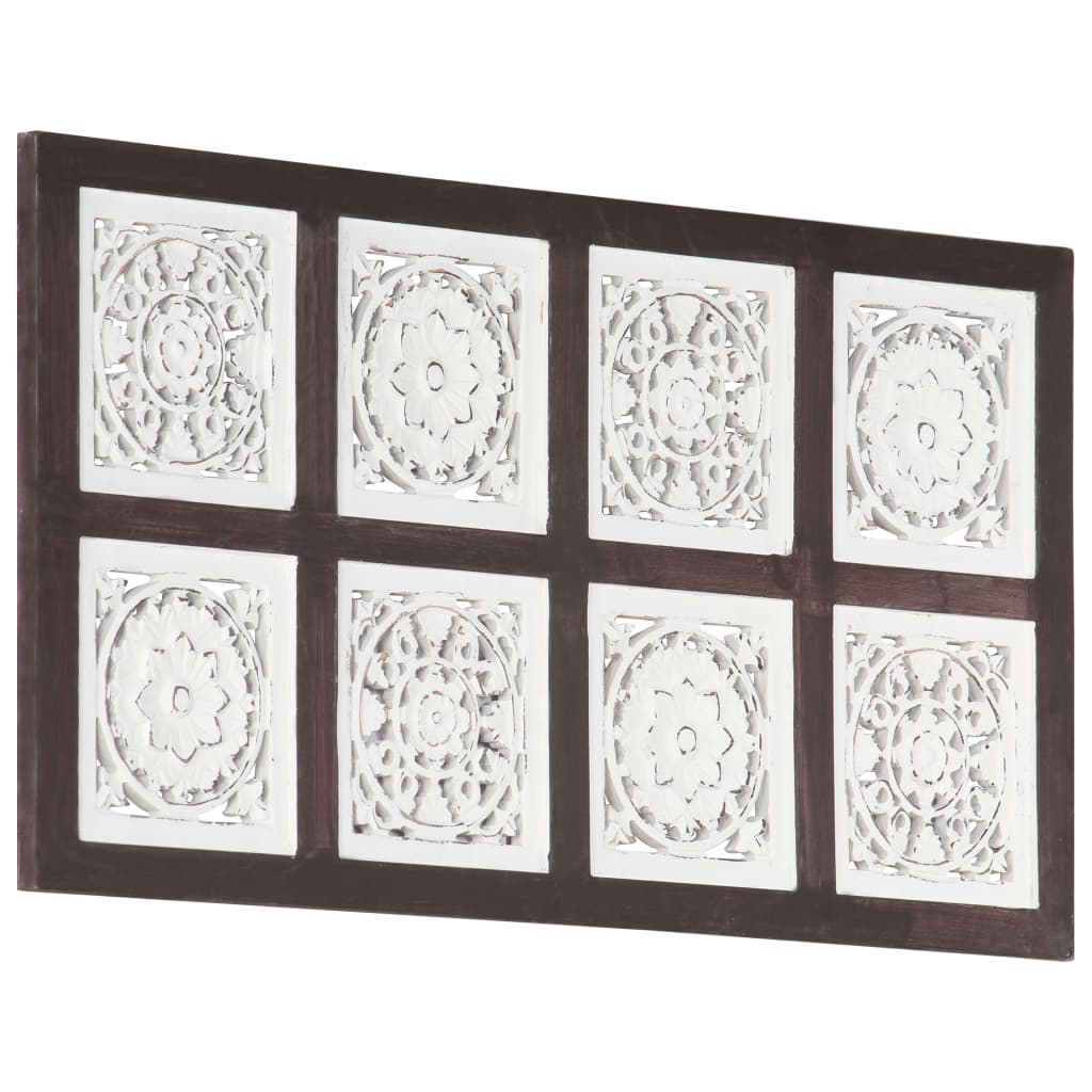 vidaXL Ręcznie rzeźbiony panel ścienny, MDF, 40x80x1,5 cm, brąz i biel