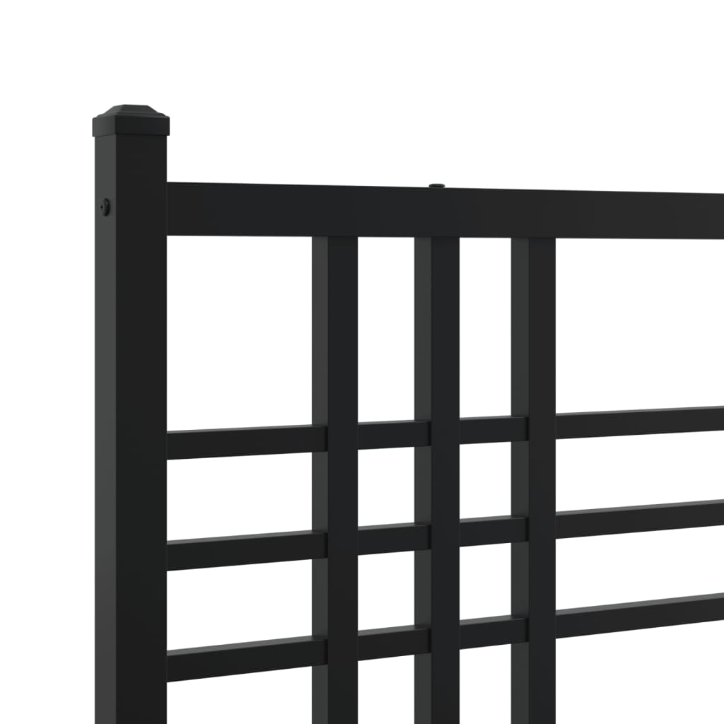vidaXL Metalowa rama łóżka z wezgłowiem, czarna, 135x190 cm