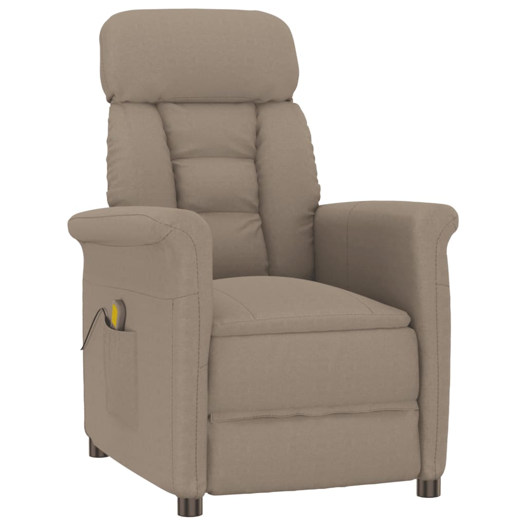 vidaXL Rozkładany fotel masujący, taupe, sztuczna skóra zamszowa