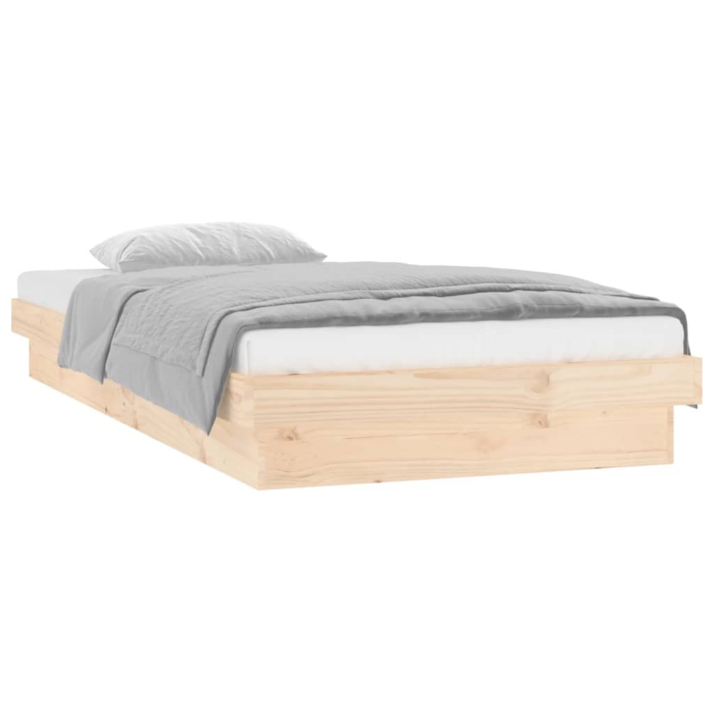 vidaXL Rama łóżka z LED, 90x190 cm, pojedyncza, lite drewno