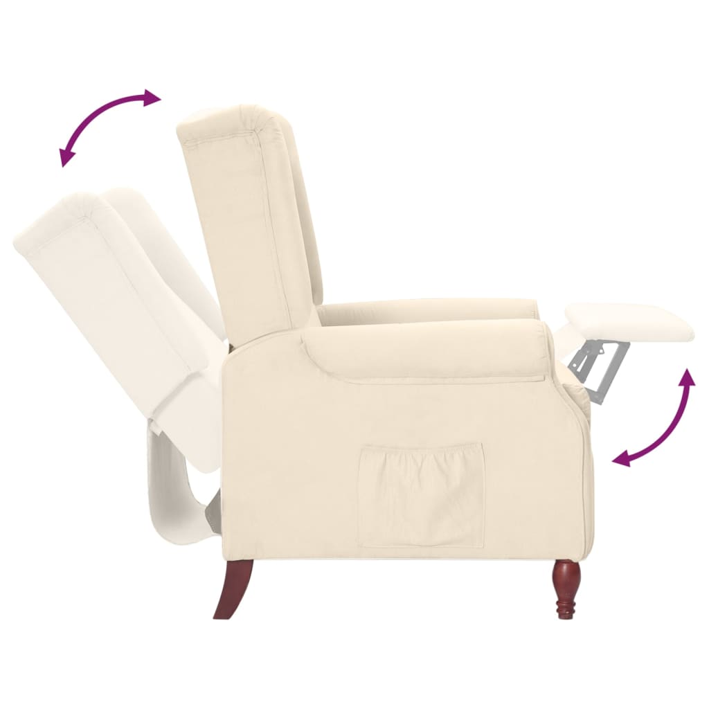 vidaXL Fotel rozkładany, kremowy, tapicerowany tkaniną