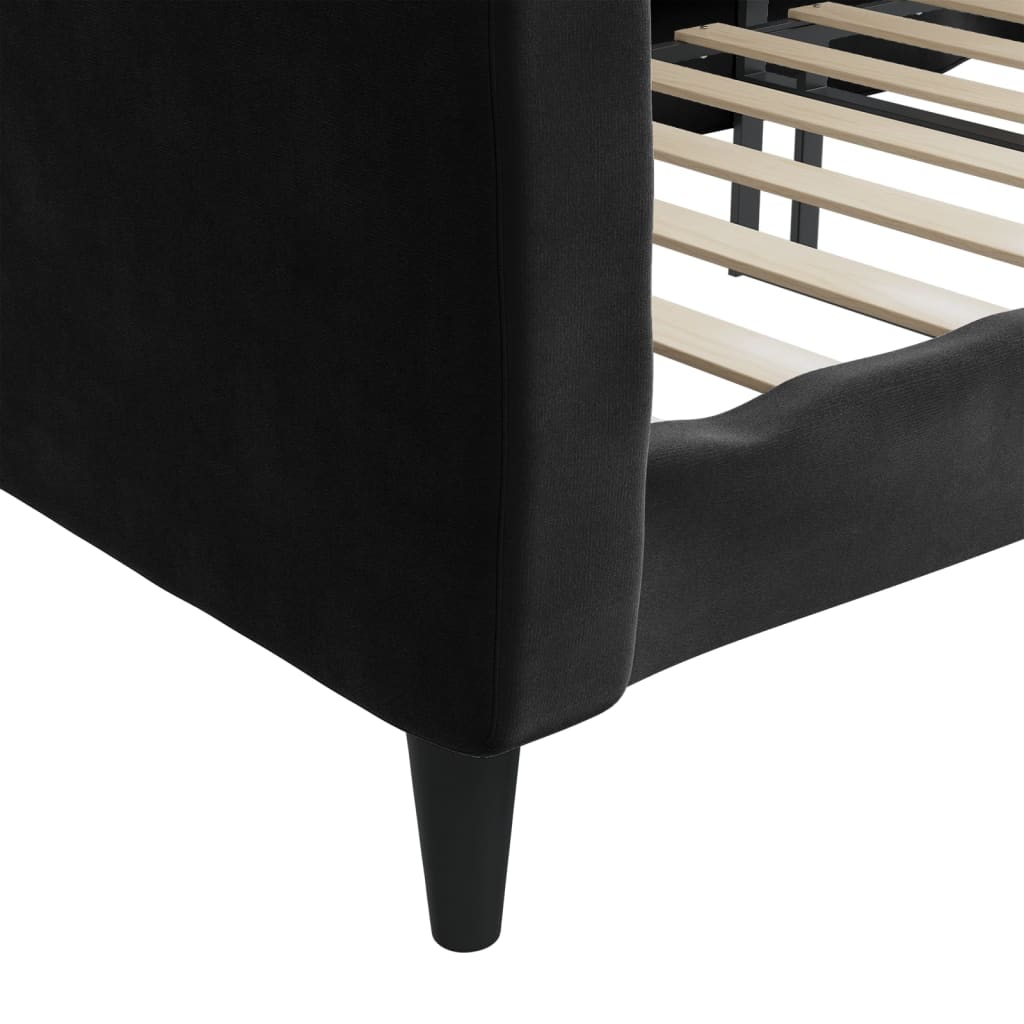 vidaXL Sofa z funkcją spania, czarna, 90x200 cm, obita aksamitem