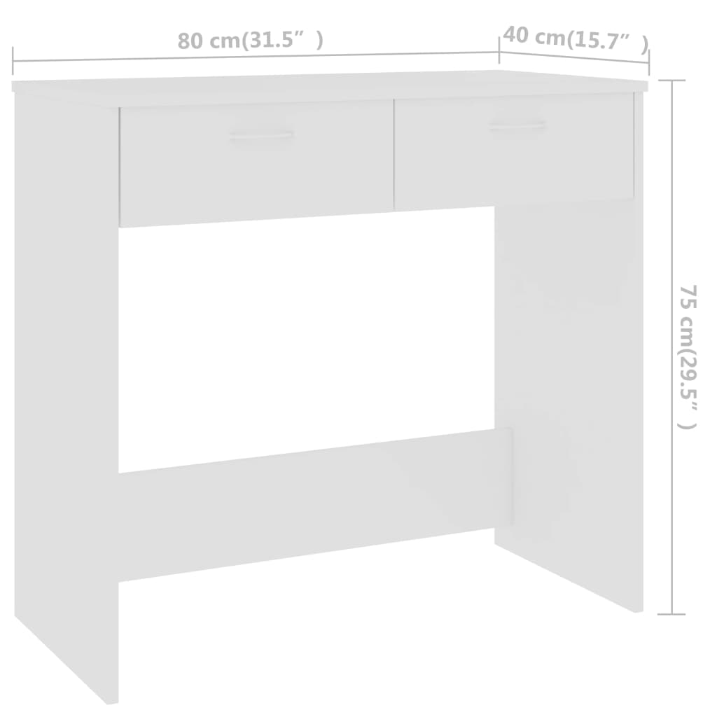 vidaXL Biurko, białe, 80x40x75 cm, materiał drewnopochodny