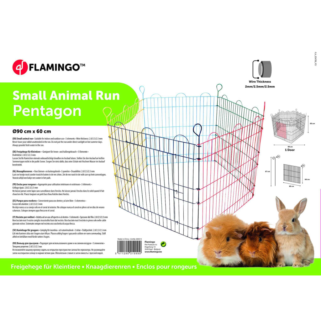 FLAMINGO 5-częściowy wybieg dla królika Pentagon, 90x60 cm, kolorowy