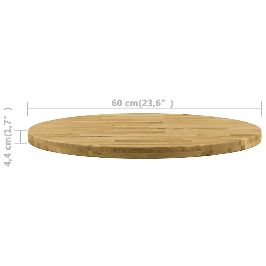 vidaXL Okrągły blat do stolika z litego drewna dębowego, 44 mm, 600 mm